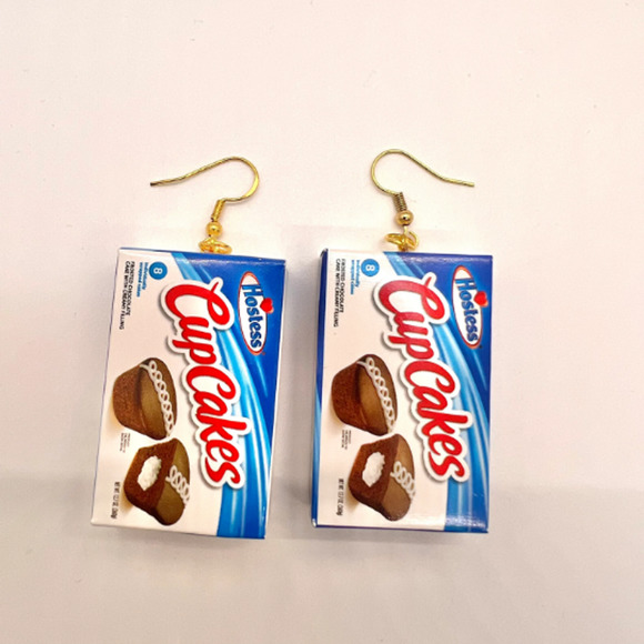 Hostess Cupcake Earrings - Snack Box Earrings - Little Debbie Earrings - Picture 1 of 8